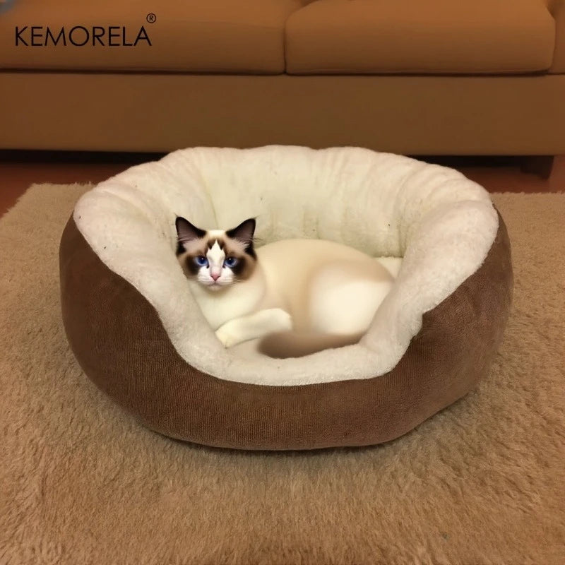 Plush Orthopedic Pet Bed with Backrest Thick All-Season Comfort, Easy-Clean Durable Polyester Cat & Small Dog Bed,for Indoor Use
