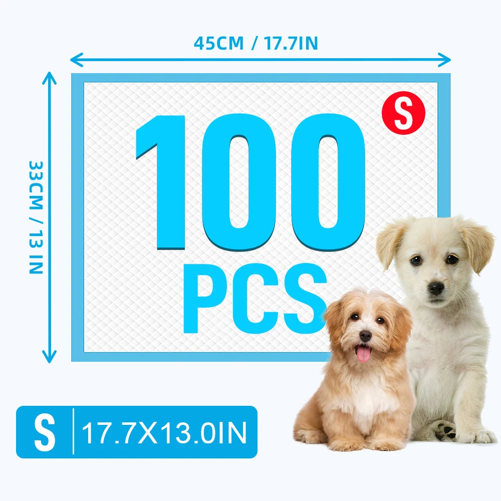 100pcs Super Absorbent Pet Training Pads, Leak-Proof & Quick-Drying Disposable Pee Pads for Dogs & Cats, Blue & White, Perfect for Puppy Housebreaking, Senior Pet Incontinence, and Travel, Ideal Gift for Dog Owners