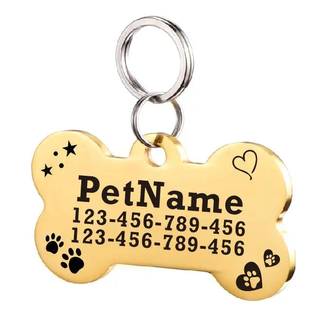 Customized Dog ID Tag Stainless Steel Pet Collar Accessory Personalized Puppy Cat Name Tag Custom Pet Products Supplies