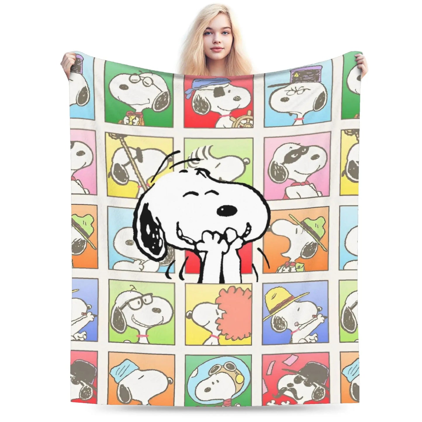 Snoopy & Woodstock Pattern Blankets Fleece Funny Soft Throw Blankets for Bedspread Winter