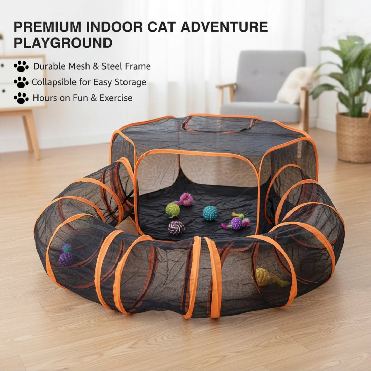 Large Portable Folding Pet Tent Play Area with Tunnel Outdoor Pet Shelter Set for Cats And Dogs