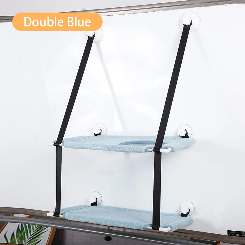 Hanging Double-layer Velvet Cat Suspension Bed Winter Warm Nest Window Suction Cup Suspension Pet Supplies 20kg Cat Accessories