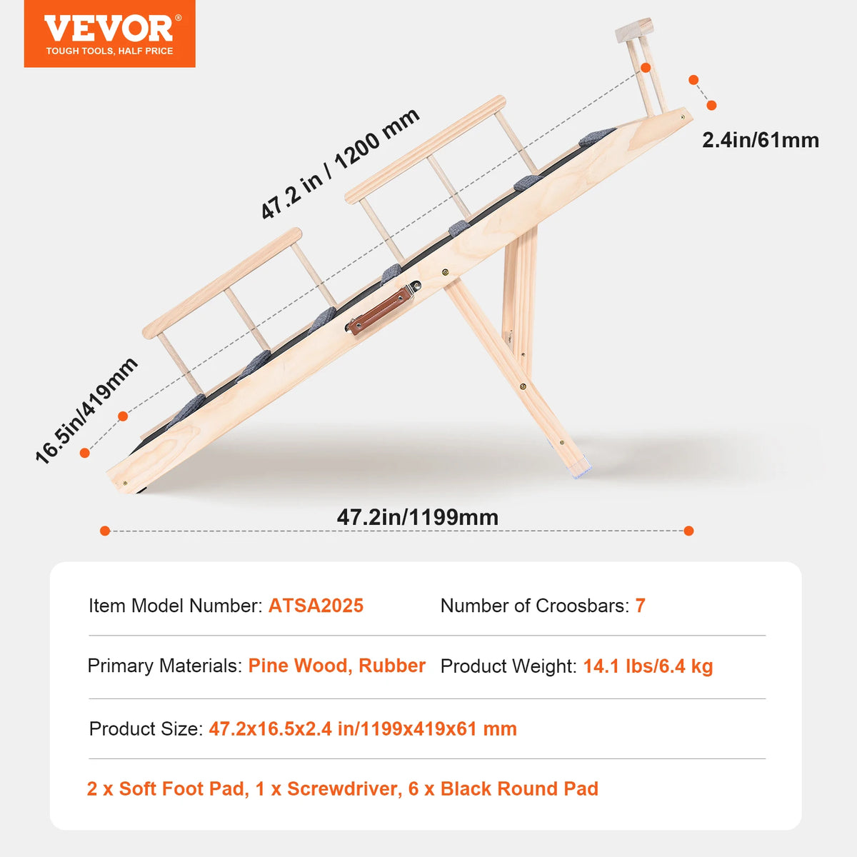 Dog Ramp Folding Ladder Anti-slip High Adjustable Wooden Pet Ramp Removable for Small Old Dog Climb Stairs Sofa Car Bed
