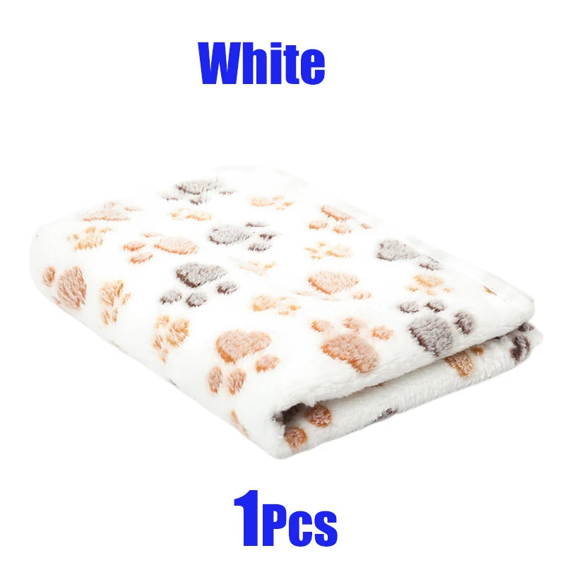 Pet Blanket Cute Dog Paw Print Blanket Pet Mat Warm Comfortable Blanket for Cat Dogs Soft Fluffy Pet Mat Flannel Dog Blanket