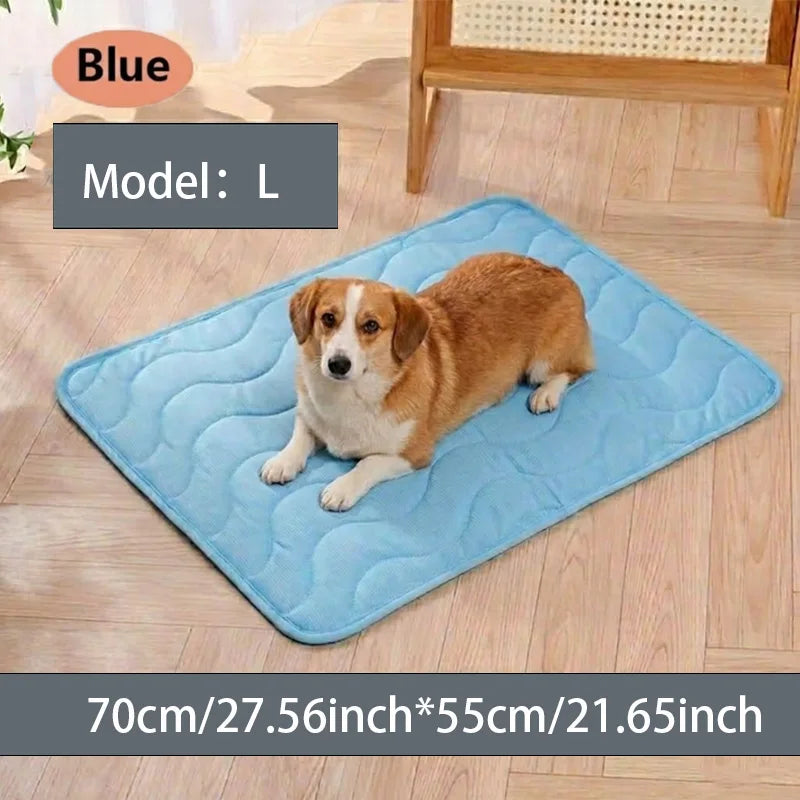 Cooling Cat Mat Summer Pad Mat For Dogs Cat Ice Silk Blanket Sofa Breathable Pet Dog Bed Summer Washable For Small Large Dog Cat