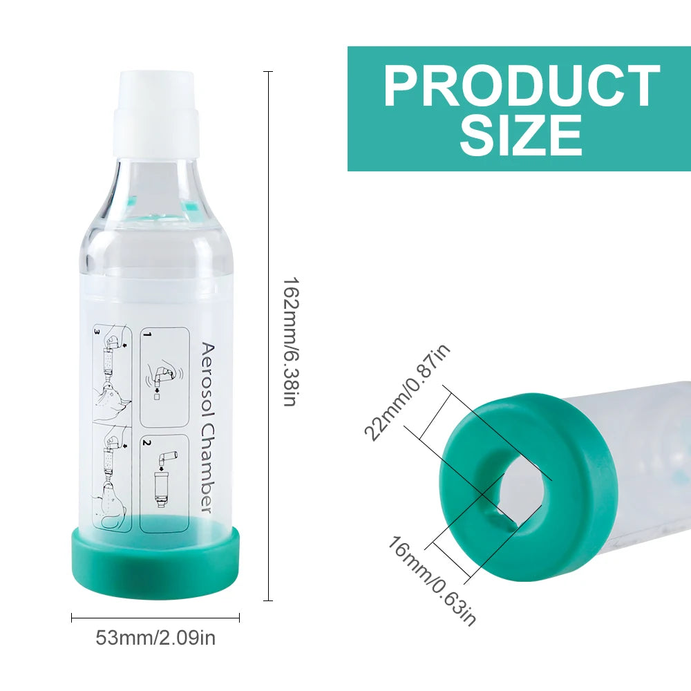 Pet Asthma Inhaler Spacer Aerosol Chamber for Dogs Cats with Breathing Indicator & Silicone Masks Vet Respiratory Care