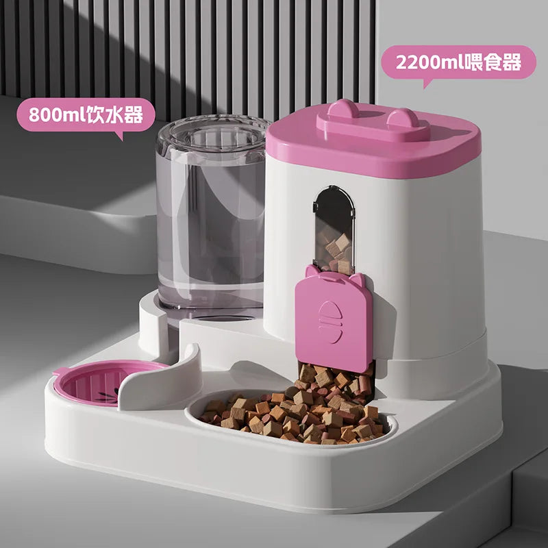 Cat 04 Dog Bowl Automatic Feeder with Spill Proof Design with Water Fountain Pet Food Dispenser for Small Medium Large Cats Dogs