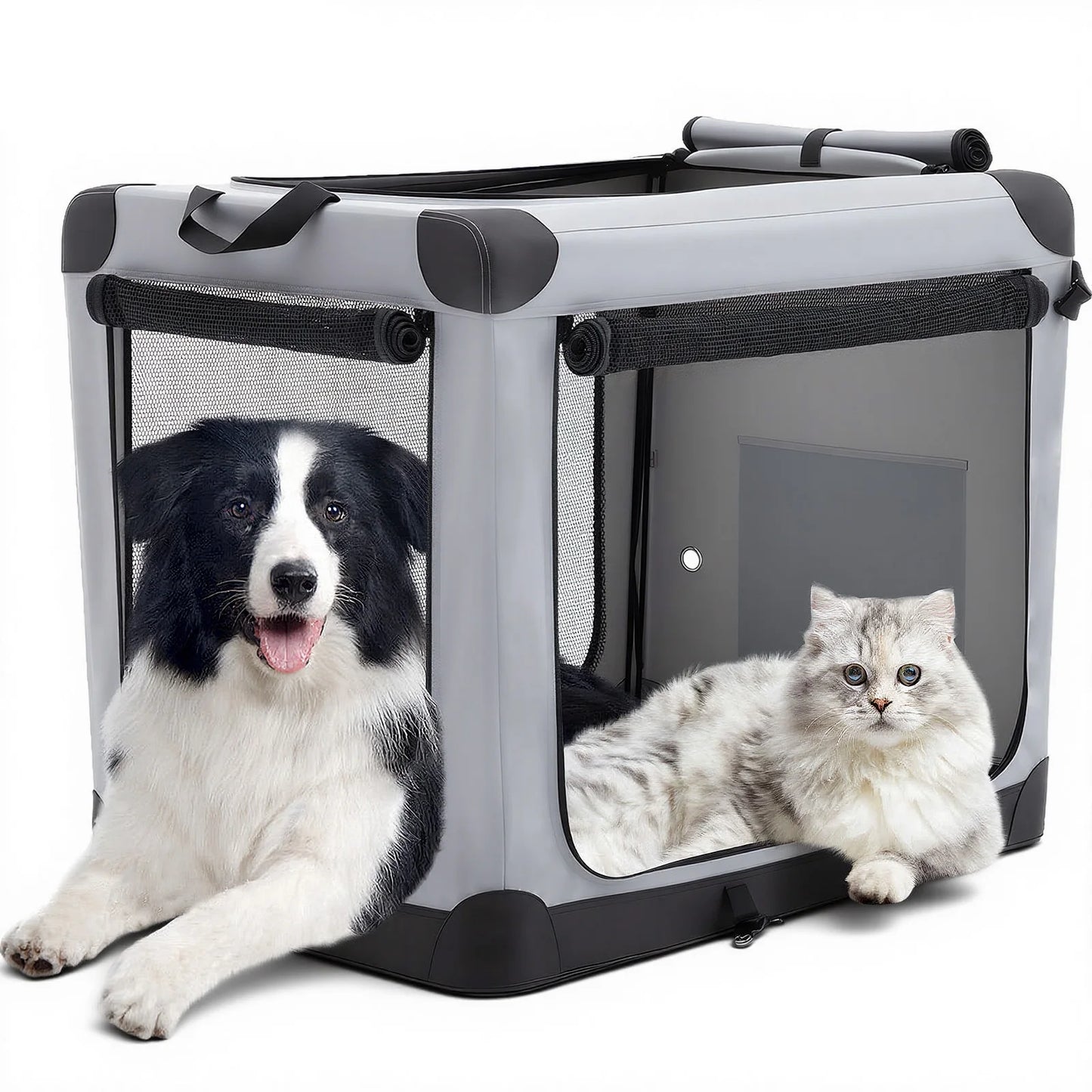 600D Oxford Fabric Foldable Soft Dog Crate Portable Pet Kennel with 3 Doors Use for Small to Extra Large Dogs Indoor