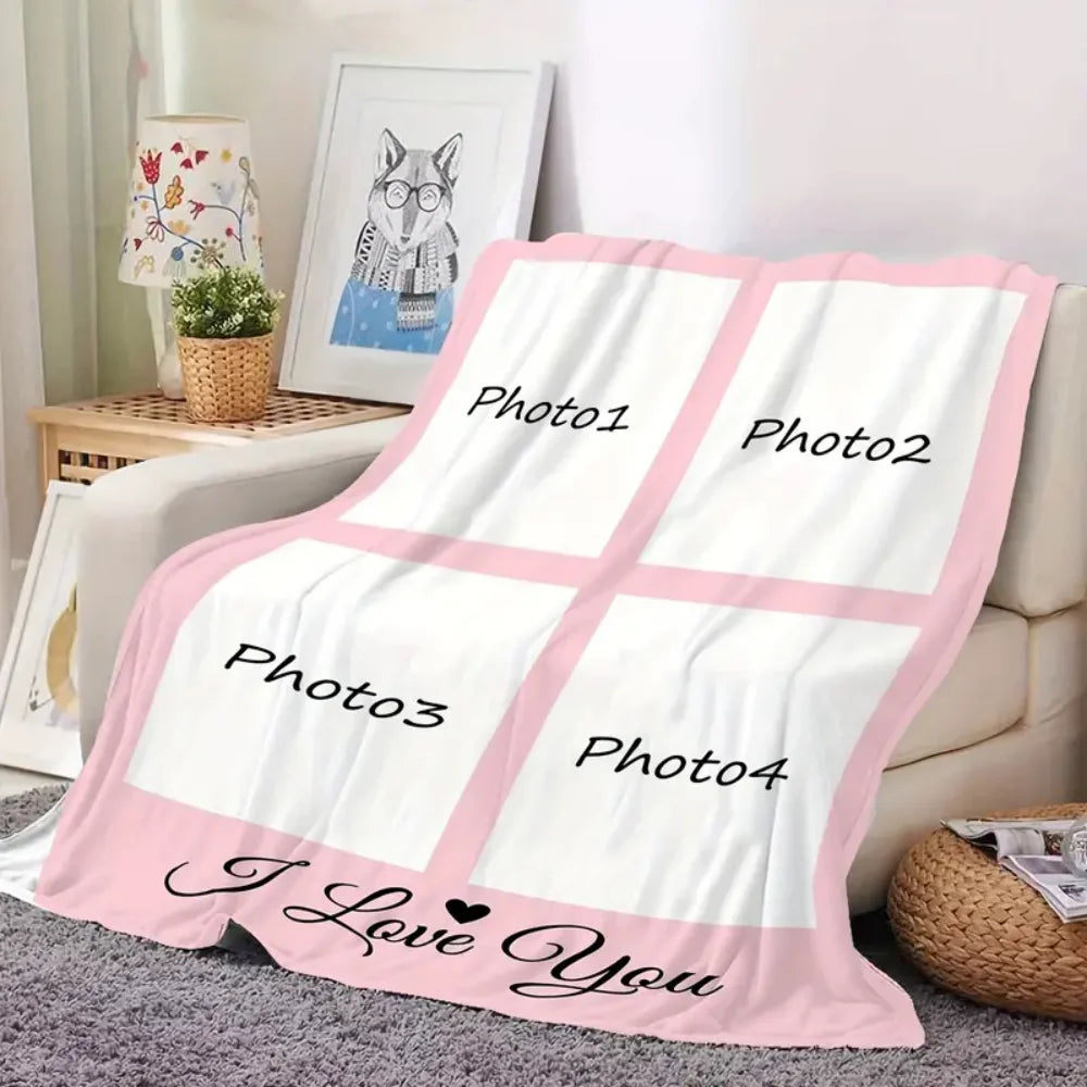 Custom Photo Flannel Blanket - Personalized Image Print, Soft & Cozy for All Seasons, Perfect Gift for Family & Friends