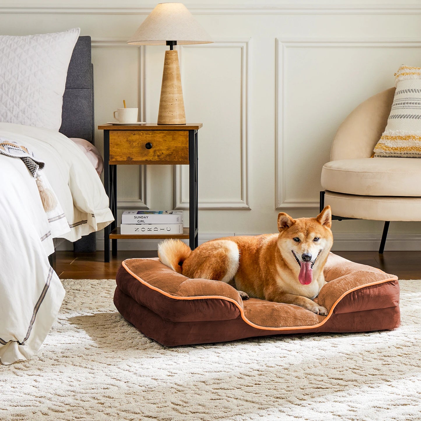 Othopedic Dog Bed Memory Foam Pet Bed for Small Dogs & Cats with Washable Removable Cover Non-Slip Base Waterproof Liner