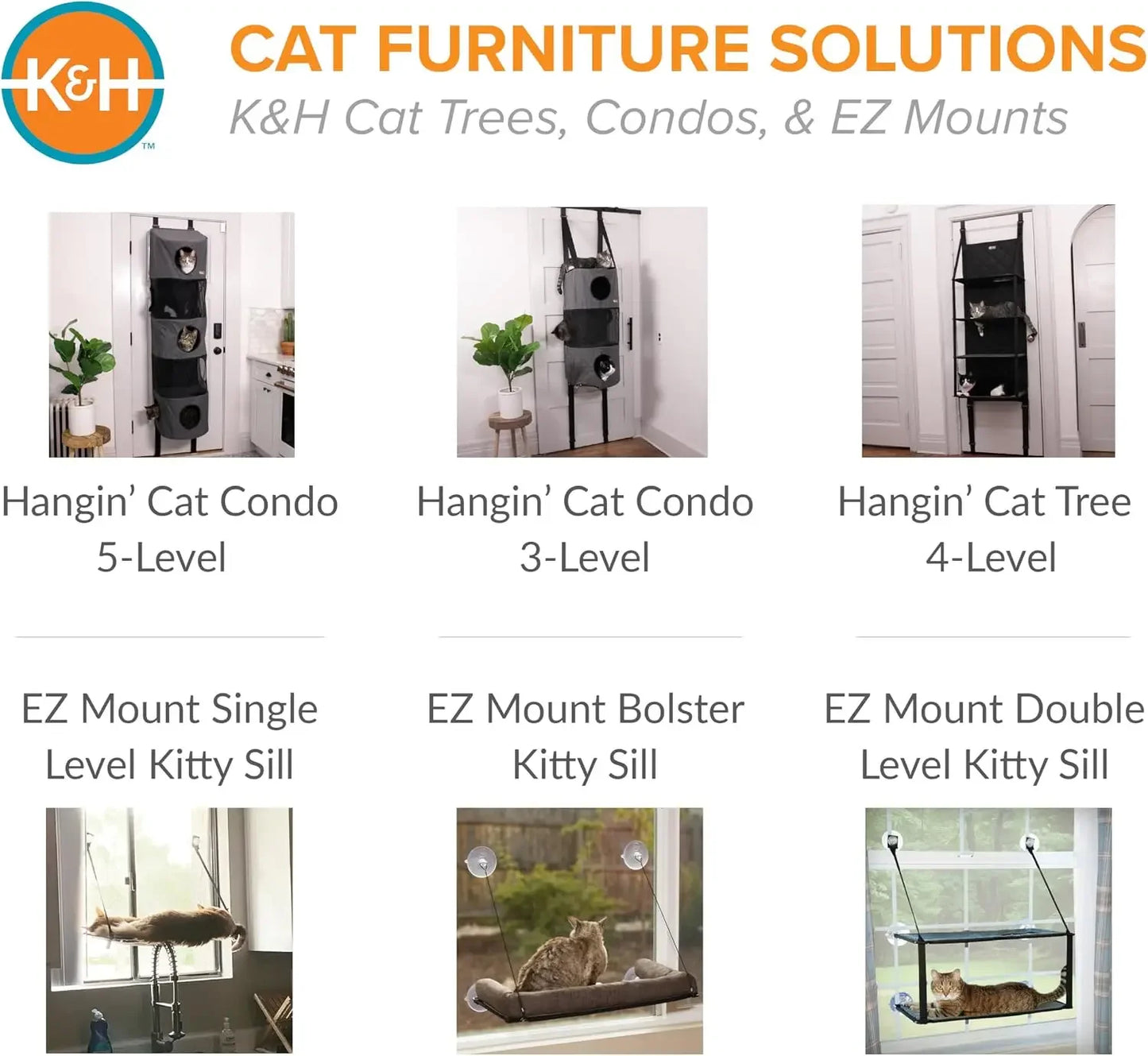 Space-Saving Door-Mounted Cat Tree with Multi-Level Hammock Beds, Tool-Free Assembly, Fits Doors Up to 80in