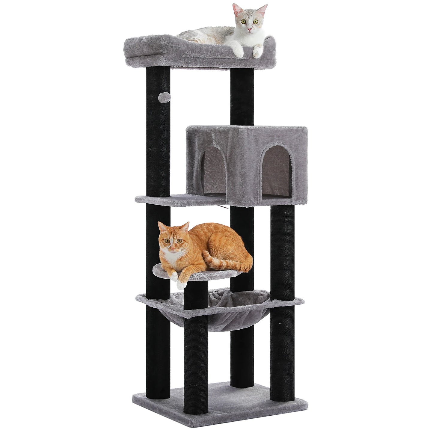 Large Cat Tree with Thick Scratching Posts Large Condo Hammock Heavy Duty Cat Tower for Big Adult Cats Plush Cat Furniture Toys