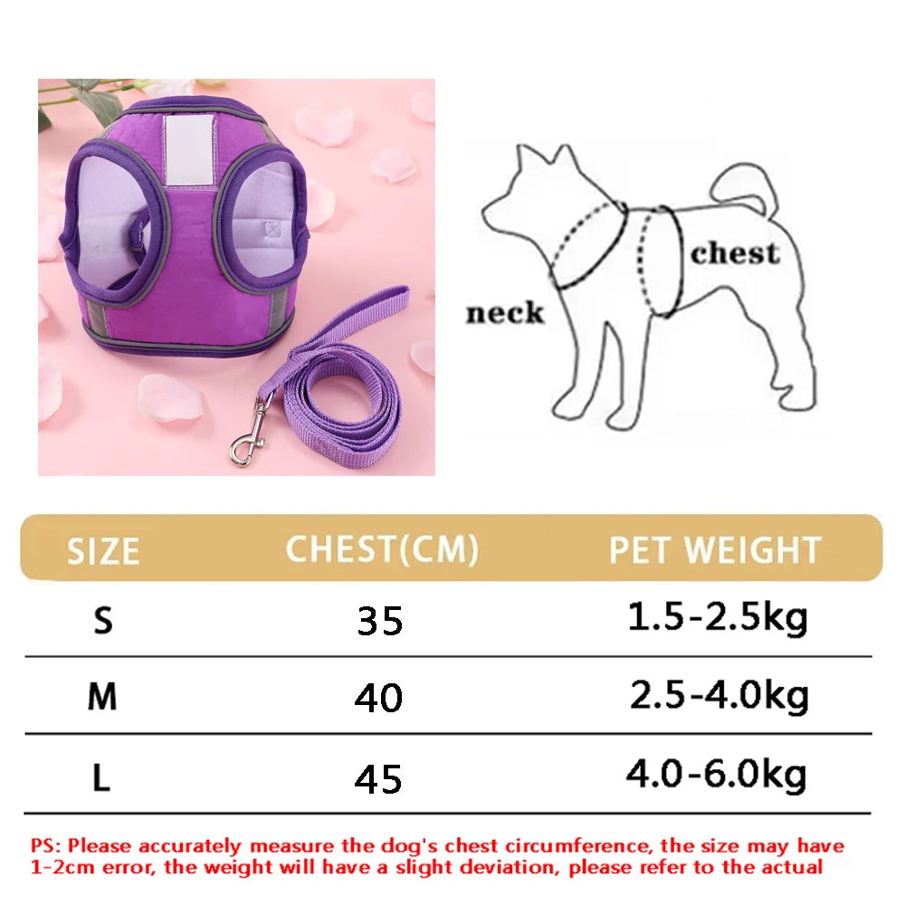Small Dog Harness Leash Set Cute Traction Bracelet Medium Cat Collar Suit Soft Puppy Vest Harness Adjustable Pet Accessories