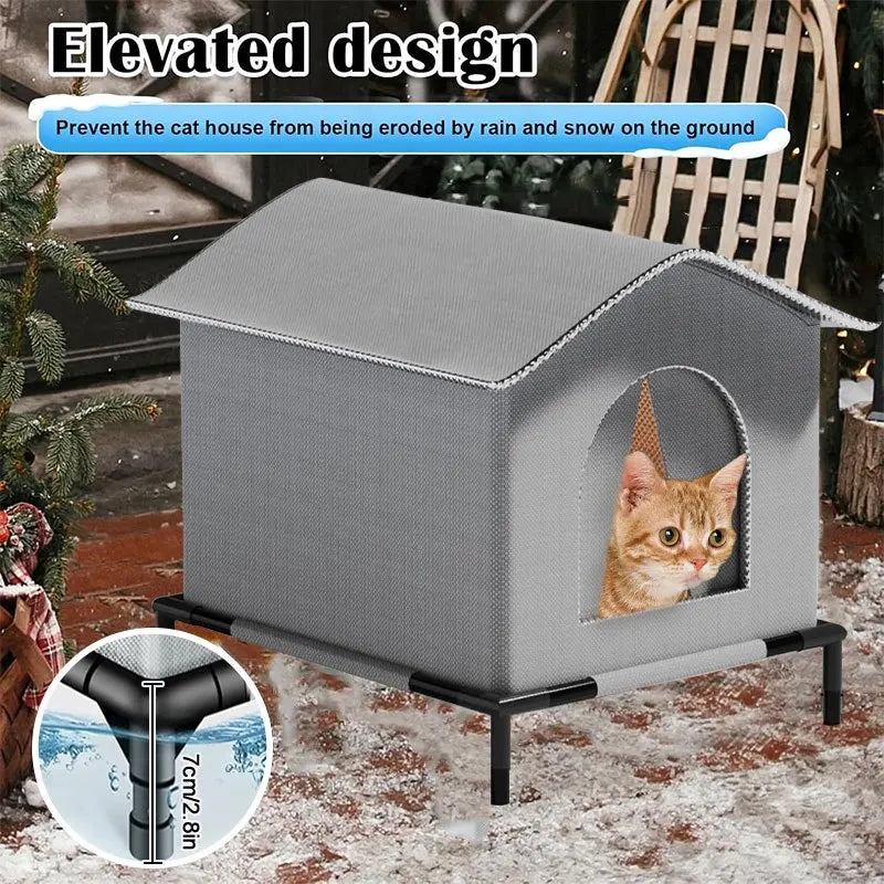 Stray Cat Houses with Mat Waterproof Summer Cool Shelter Foldable Pet Cave Nest Sleeping Beds for Outdoor Cats Small Dog Puppies