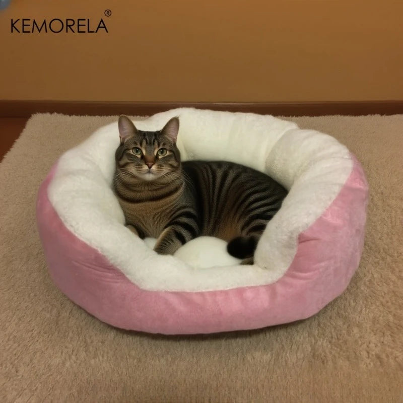 Plush Orthopedic Pet Bed with Backrest Thick All-Season Comfort, Easy-Clean Durable Polyester Cat & Small Dog Bed,for Indoor Use