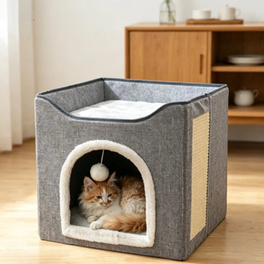 Large Foldable Cat House Pet Supplies Winter Warm Easy Cleaning Cat Villa Indoor Outdoor Cozy Bed for Cats