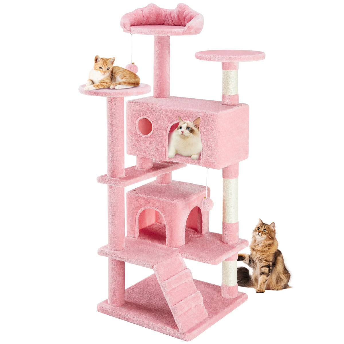 54in Tall Multi-Level Cat Tree Tower for Indoor Pet Furniture Stable Kitty Play House with Sisal Scratching Post for Home