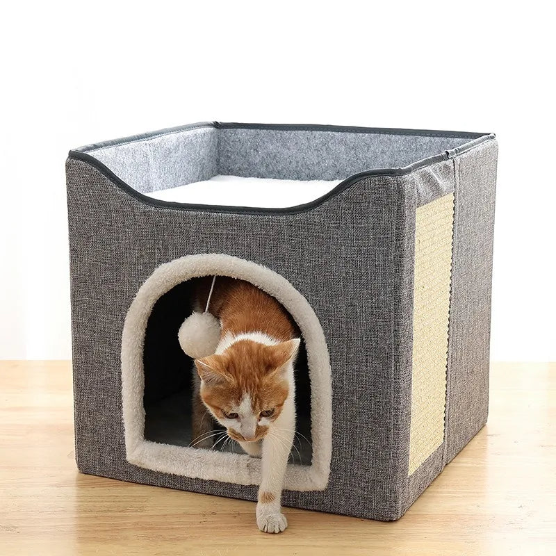 Large Foldable Cat House Pet Supplies Winter Warm Easy Cleaning Cat Villa Indoor Outdoor Cozy Bed for Cats
