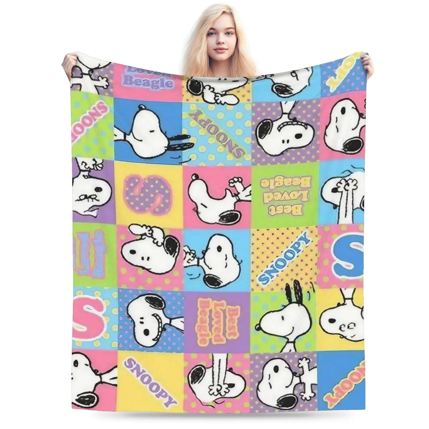 Snoopy & Woodstock Pattern Blankets  Fleece Funny Soft Throw Blankets for Bedspread  Winter