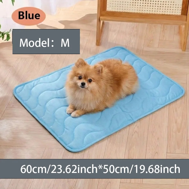 Cooling Cat Mat Summer Pad Mat For Dogs Cat Ice Silk Blanket Sofa Breathable Pet Dog Bed Summer Washable For Small Large Dog Cat