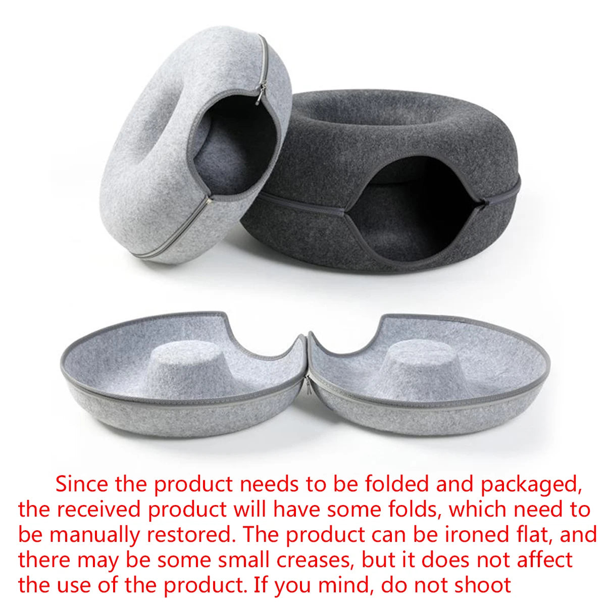 Interactive Round Cat Tunnel Donut Nest Felt Kittens Bed House Scratcher Sleeping Cushion Pet Toy for Cats