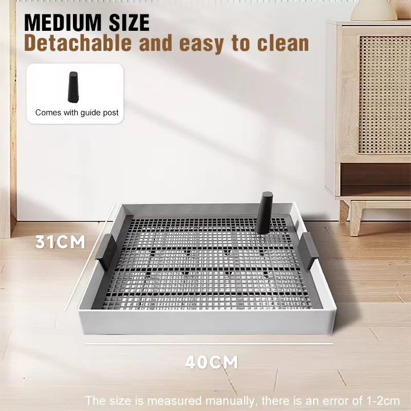 Flat Dog Potty Tray for Small & Medium-Sized Dogs - Pee Pad Fixation Flushable Anti-Stepping Mess