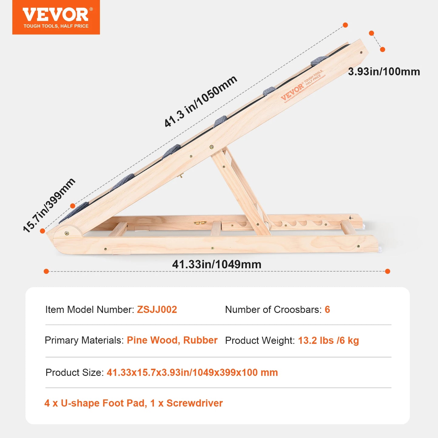 Dog Ramp Folding Ladder Anti-slip High Adjustable Wooden Pet Ramp Removable for Small Old Dog Climb Stairs Sofa Car Bed
