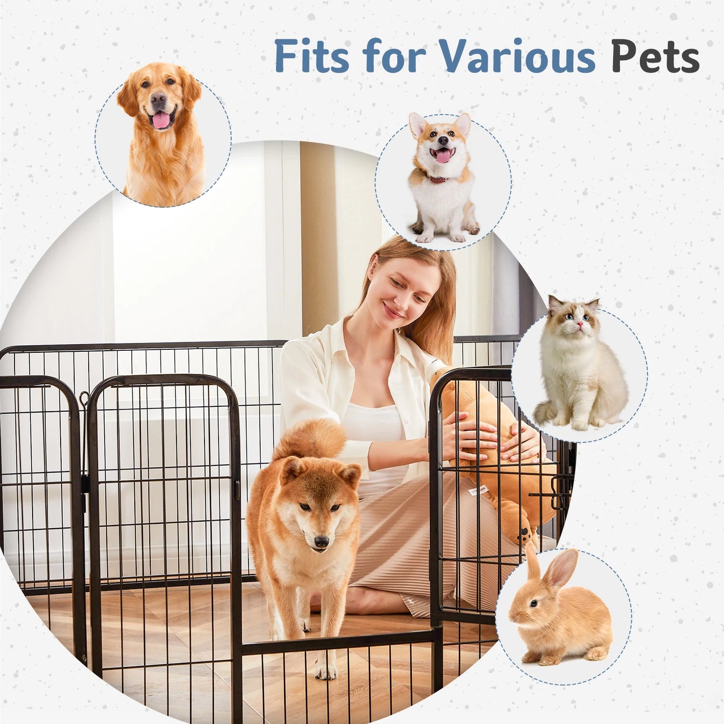 16 Panels Dog Playpen Pet Fence Metal 24 Inch to 32 Inch Foldable Large Dog Puppy Exercise for Yard Gate Camping Outdoor