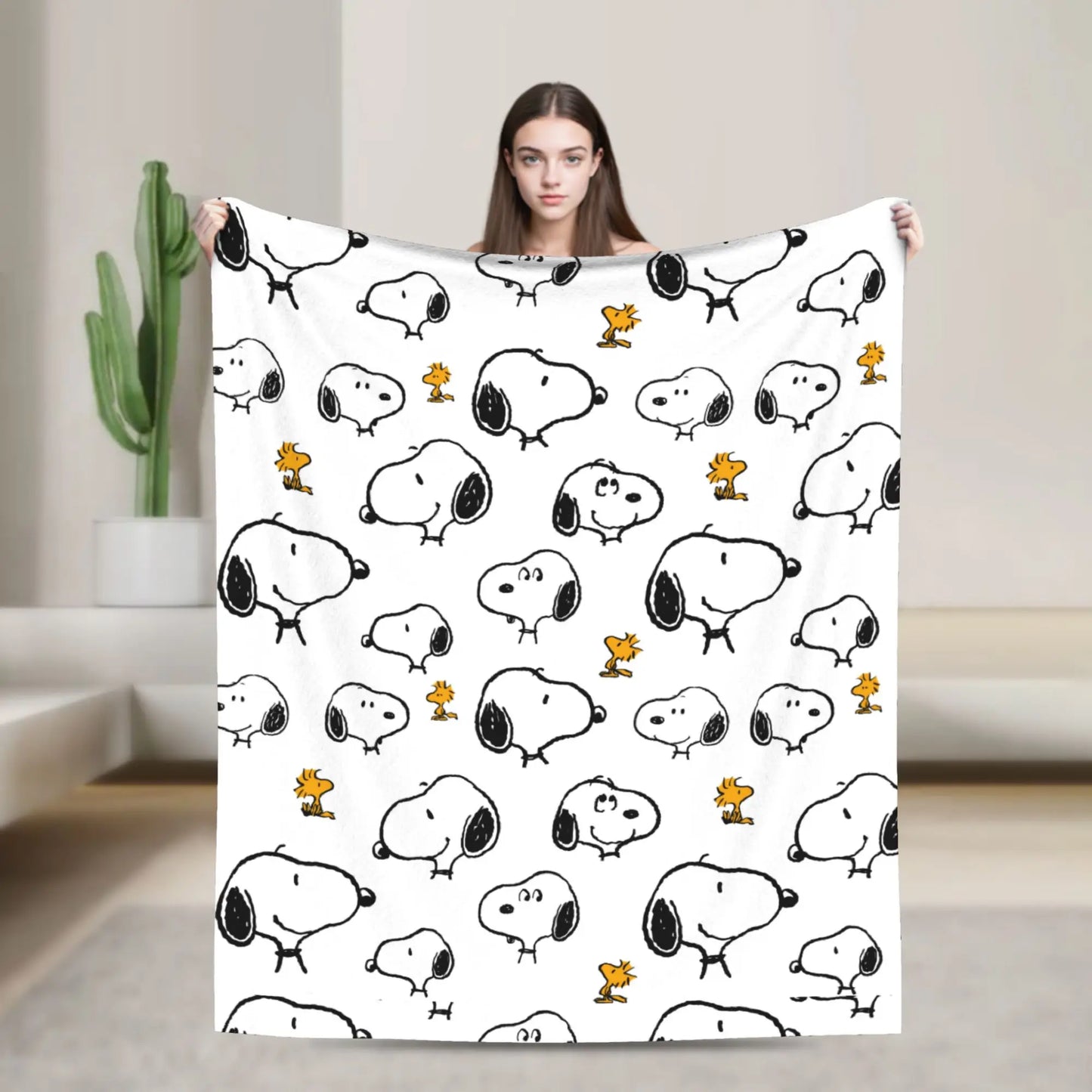 Snoopy & Woodstock Pattern Blankets  Fleece Funny Soft Throw Blankets for Bedspread  Winter