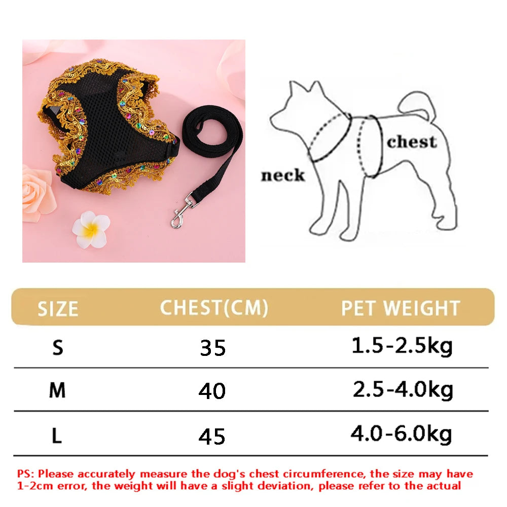 Small Dog Harness Leash Set Cute Traction Bracelet Medium Cat Collar Suit Soft Puppy Vest Harness Adjustable Pet Accessories