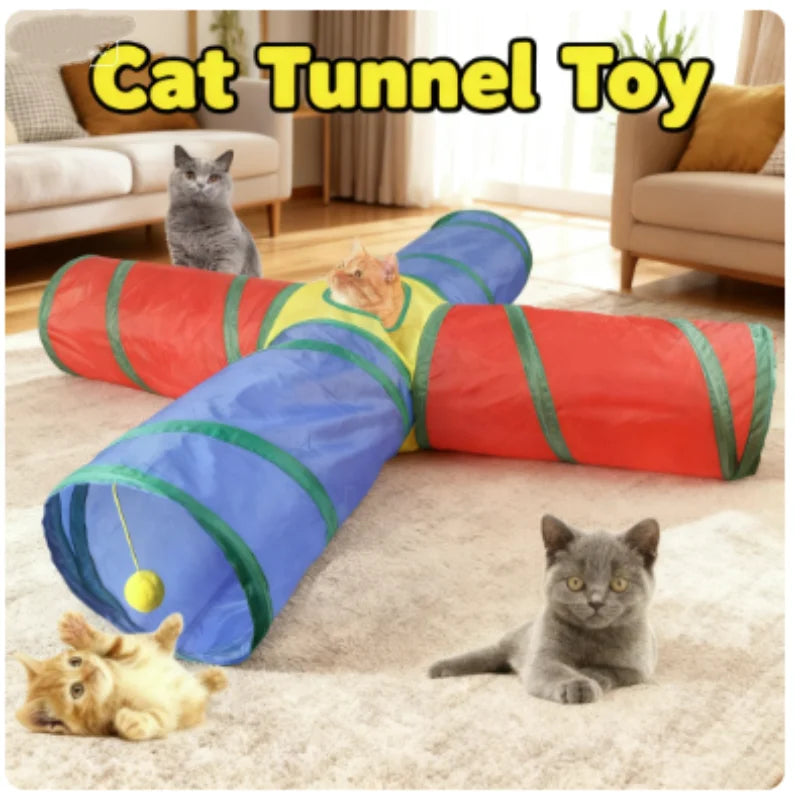 Foldable Cat Tunnel Tube Interactive Fun Kitty Training Toy Boredom Buster for Puppy Kitten Pet Supplies Cat Accessory