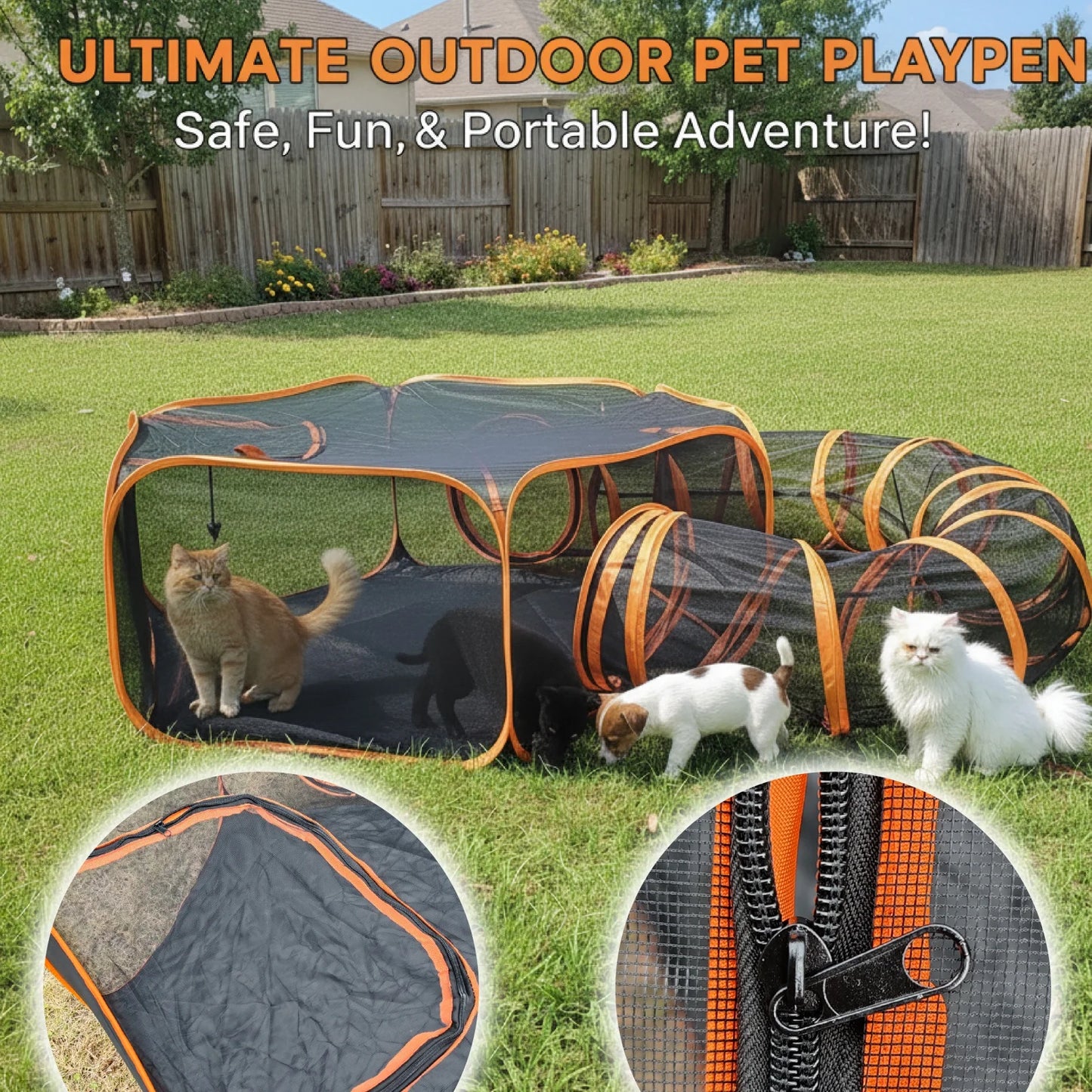 Large Portable Folding Pet Tent Play Area with Tunnel Outdoor Pet Shelter Set for Cats And Dogs