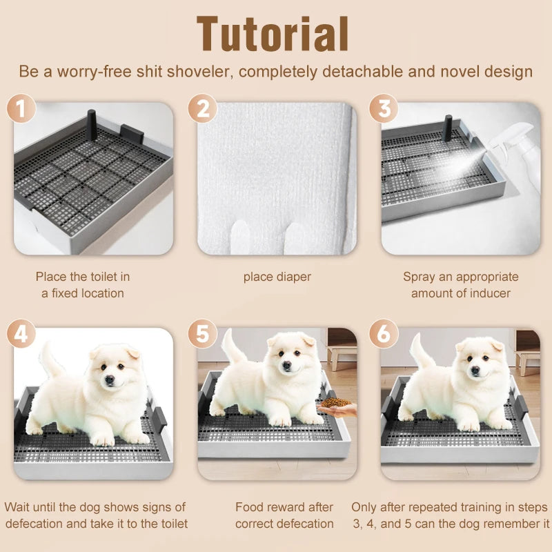 Flat Dog Potty Tray for Small & Medium-Sized Dogs - Pee Pad Fixation Flushable Anti-Stepping Mess