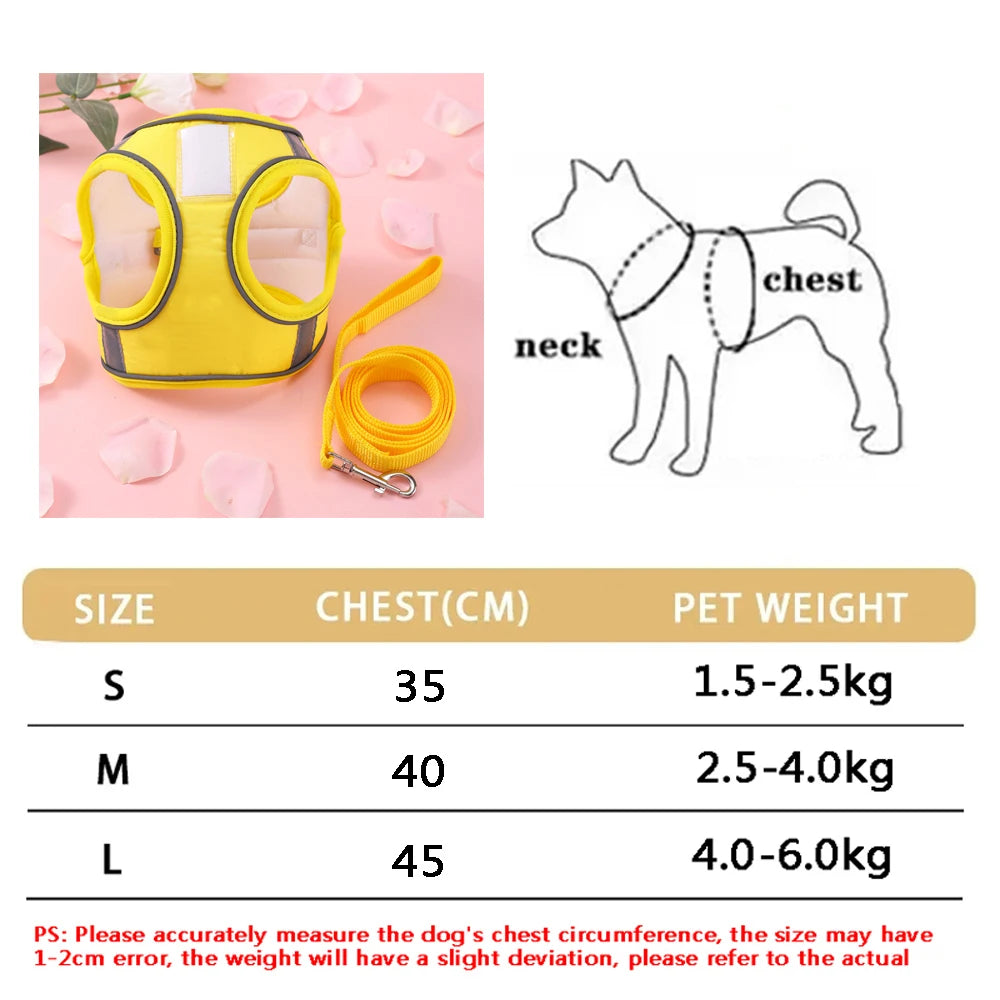 Small Dog Harness Leash Set Cute Traction Bracelet Medium Cat Collar Suit Soft Puppy Vest Harness Adjustable Pet Accessories