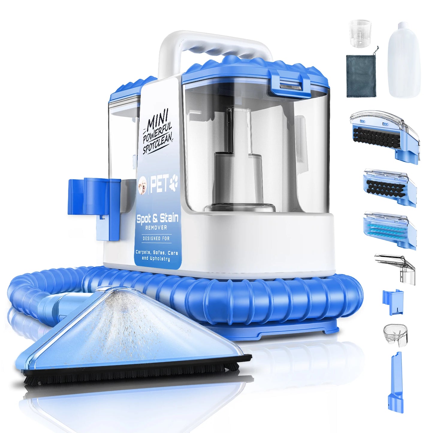 Upholstery Cleaner Device and Wet Vacuum Cleaner - 32Kpa Compact Washing Textile Cleaner for Carpet, Upholstery Car Seats & Sofa