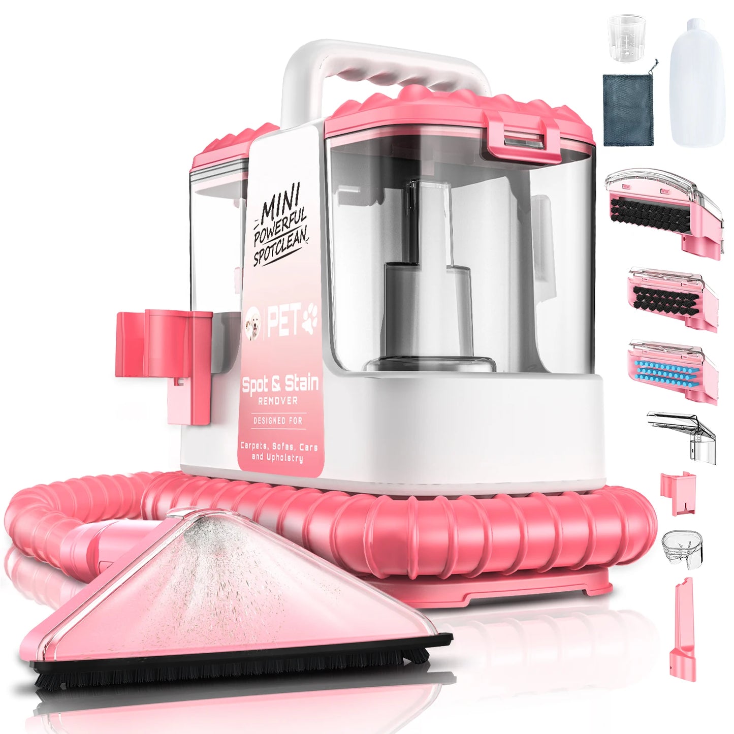 Upholstery Cleaner Device and Wet Vacuum Cleaner - 32Kpa Compact Washing Textile Cleaner for Carpet, Upholstery Car Seats & Sofa