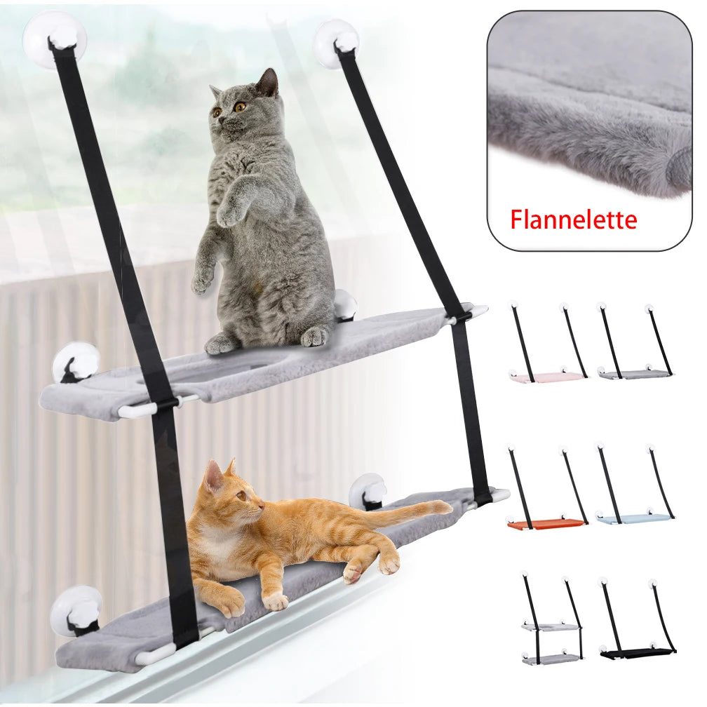 Hanging Double-layer Velvet Cat Suspension Bed Winter Warm Nest Window Suction Cup Suspension Pet Supplies 20kg Cat Accessories