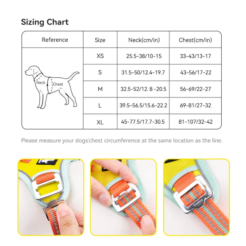 No Pull Dog Harness Reflective Breathable Adjustable Training Vest for Small Medium Large Dogs Night Walking TLH5657