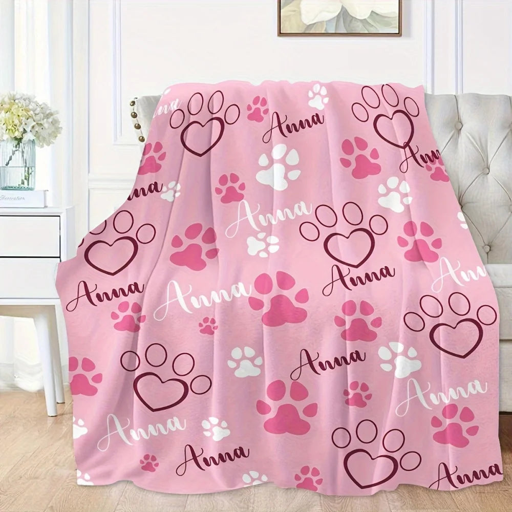 1pc Personalized Custom Pet Blanket Name, Soft And Comfortable Multifunctional Custom Gift Blanket, Gift for Dog And Dog Lovers