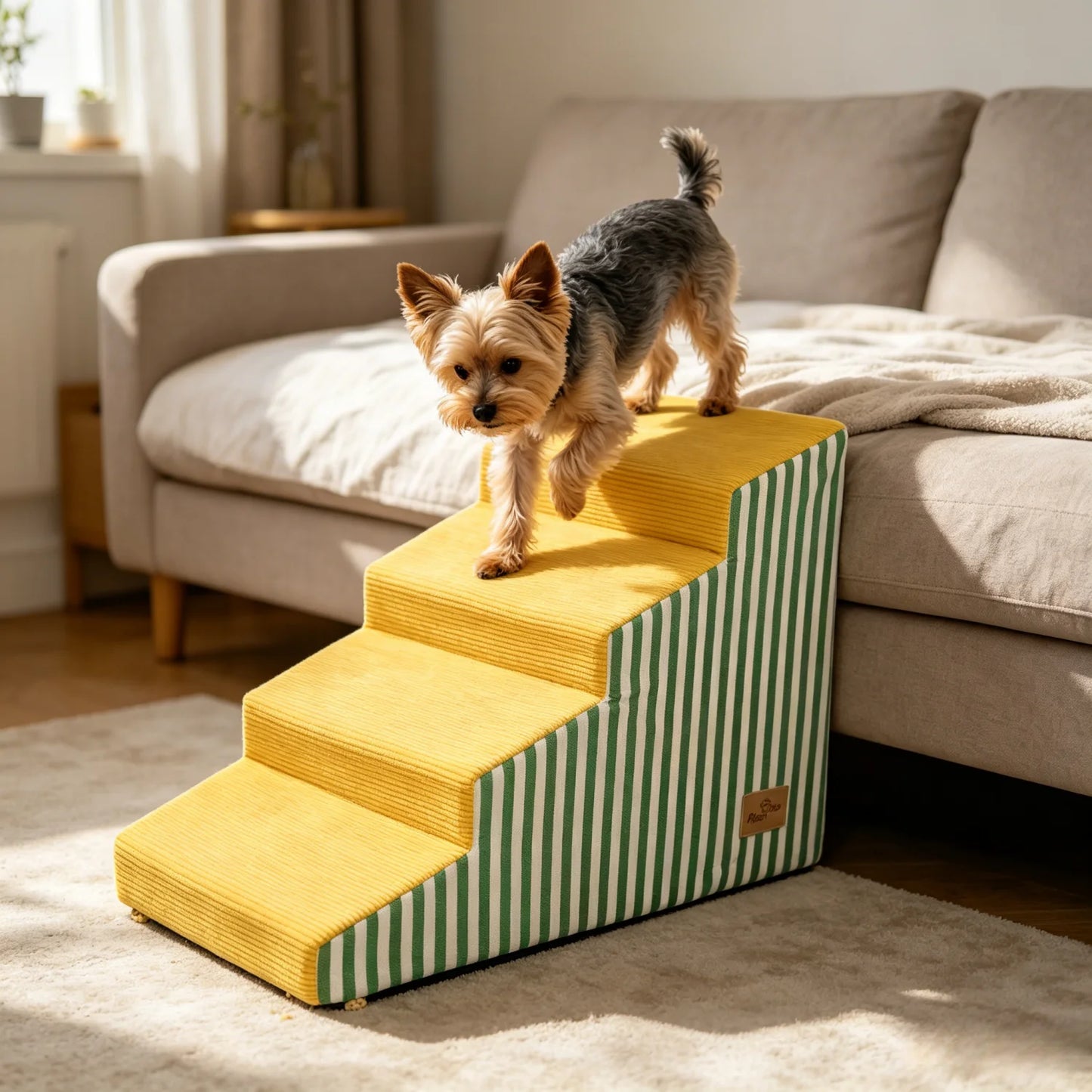 3/4/5 Dog Stairs for Bed Sofa Dog Steps High-Density Foam Dog Ramp Step Gentle Slope Washable Cover for Puppies & Senior Pets