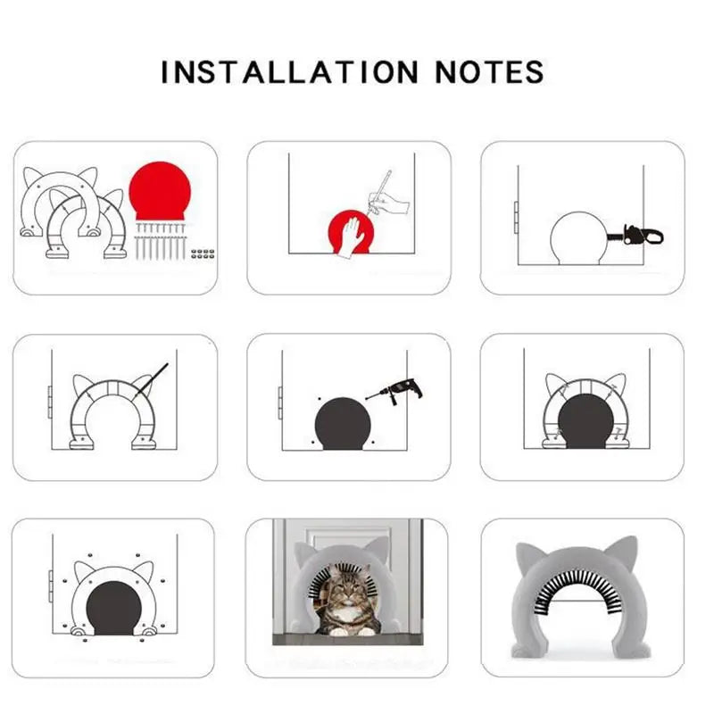 Pet Cat Dog Door Hole Access Direction Controllable Toy For Pet Training Dog Cats Kitten ABS Pet Gate Door Kit with Clean Brush