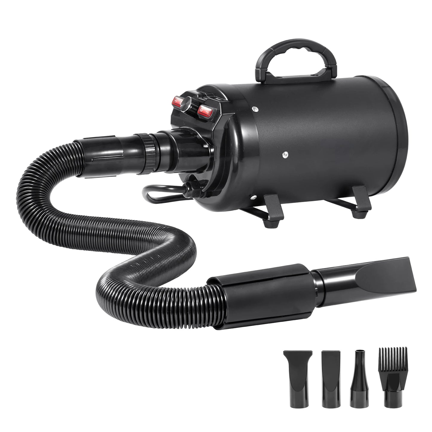 2000W/2.7HP Dog Blow Dryer Adjustable Speed Temperature Control with 4 Nozzle and Extendable Hose for Pet Hair Grooming