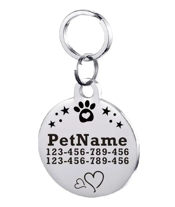 Customized Dog ID Tag Stainless Steel Pet Collar Accessory Personalized Puppy Cat Name Tag Custom Pet Products Supplies