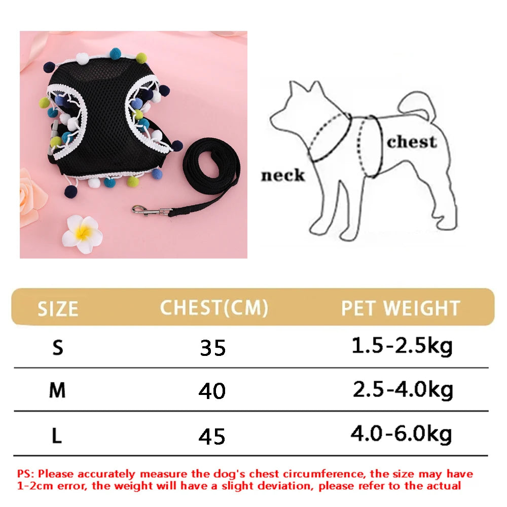 Small Dog Harness Leash Set Cute Traction Bracelet Medium Cat Collar Suit Soft Puppy Vest Harness Adjustable Pet Accessories