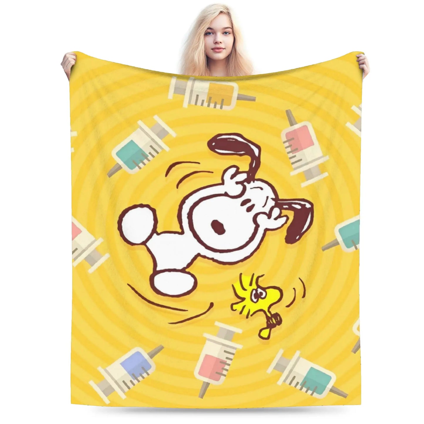 Snoopy & Woodstock Pattern Blankets  Fleece Funny Soft Throw Blankets for Bedspread  Winter