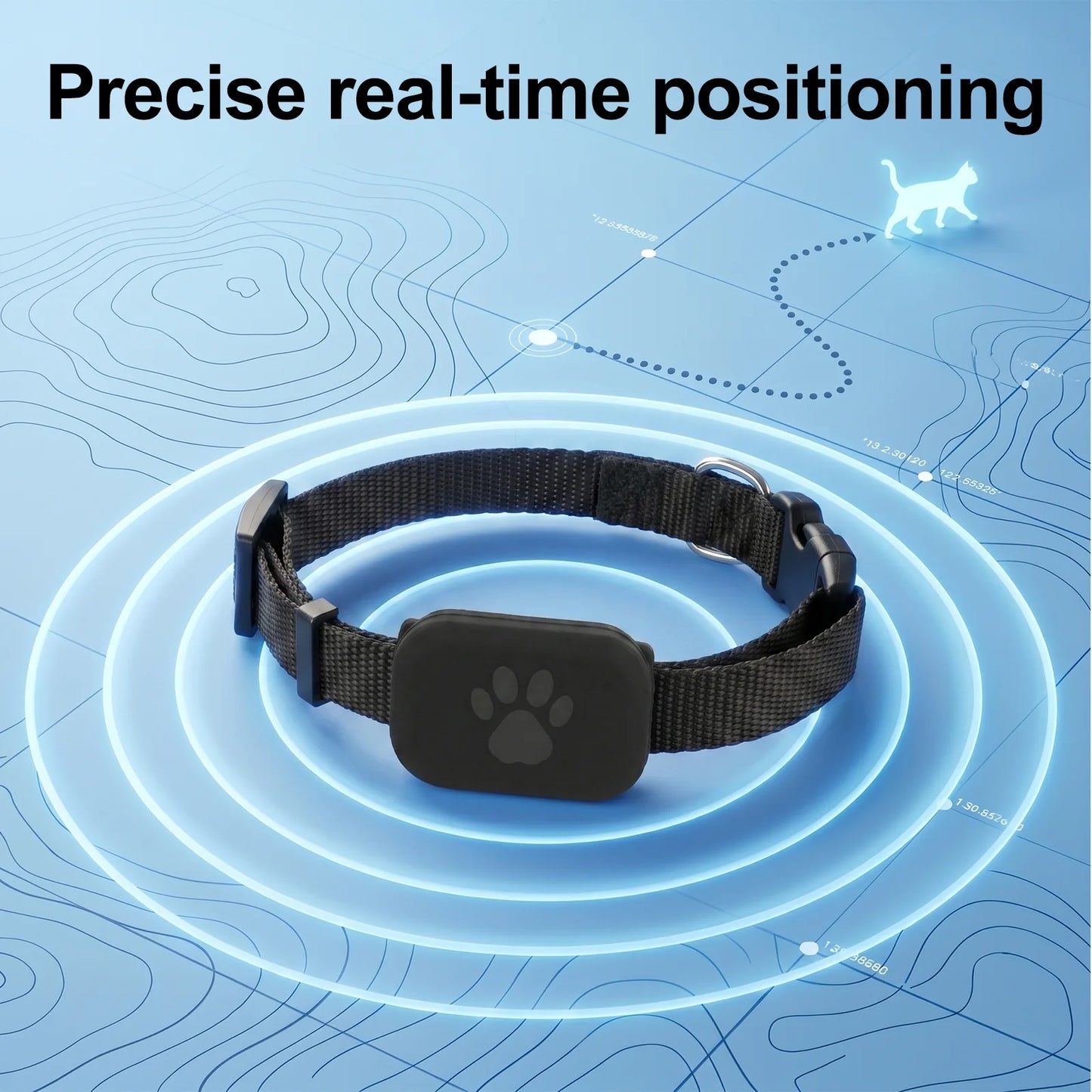Remote Pet GPS Tracker Waterproof Real-Time Tracking Movement Alert Collar Anti-Lost Dog Cat Global Locator for Apple Find APP