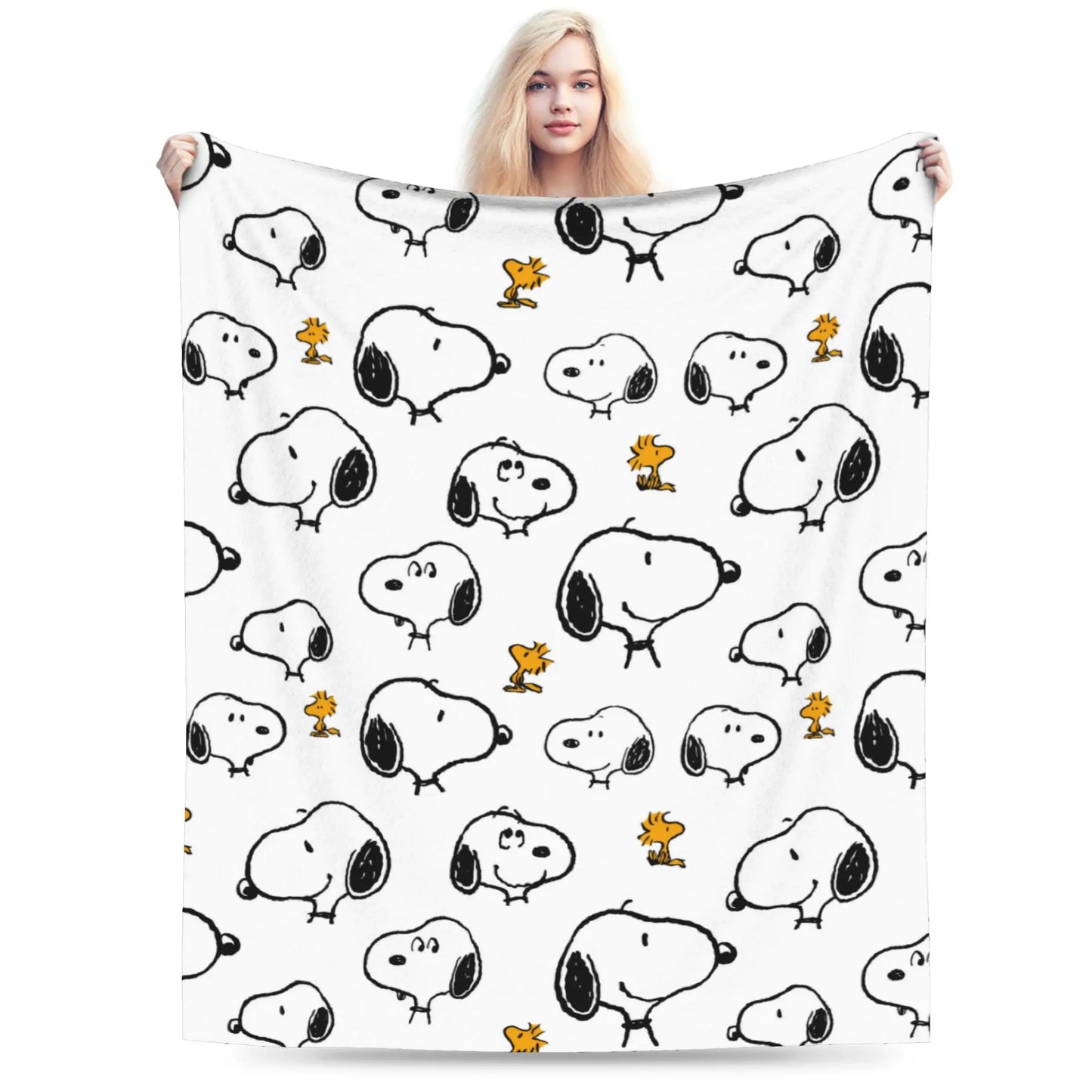 Snoopy & Woodstock Pattern Blankets  Fleece Funny Soft Throw Blankets for Bedspread  Winter
