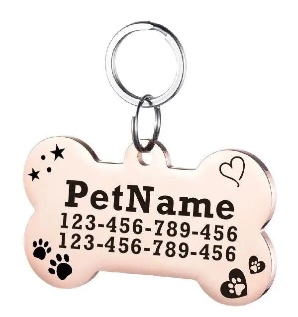 Customized Dog ID Tag Stainless Steel Pet Collar Accessory Personalized Puppy Cat Name Tag Custom Pet Products Supplies