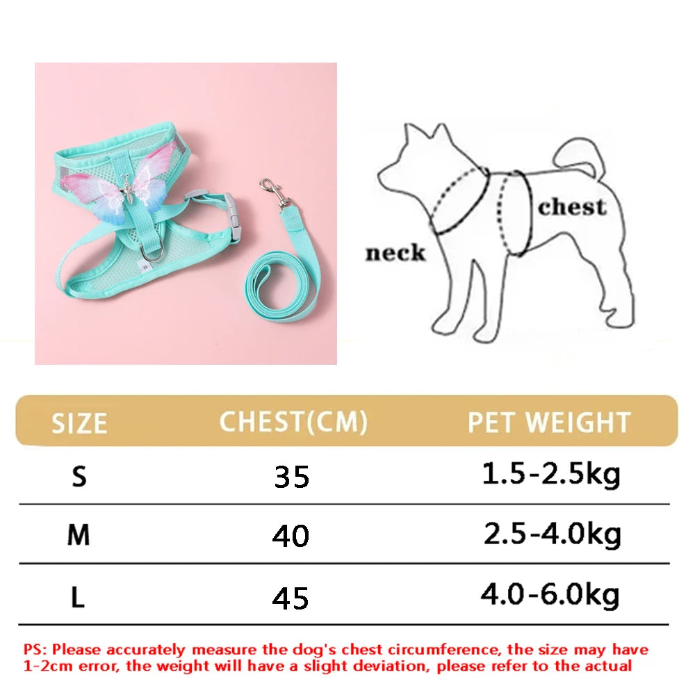Small Dog Harness Leash Set Cute Traction Bracelet Medium Cat Collar Suit Soft Puppy Vest Harness Adjustable Pet Accessories