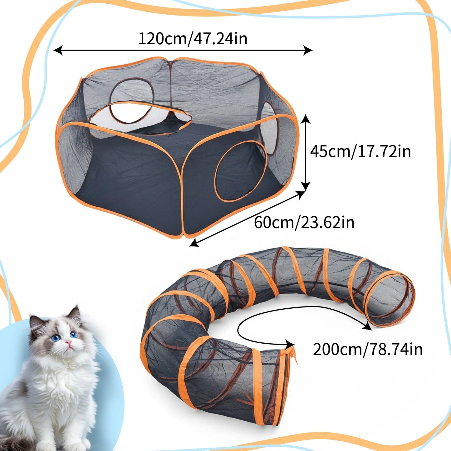 Large Portable Folding Pet Tent Play Area with Tunnel Outdoor Pet Shelter Set for Cats And Dogs